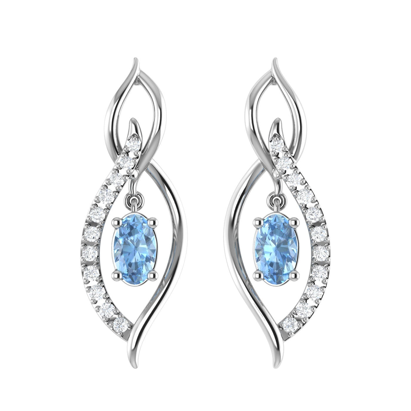 Synthetic Aquamarine 14K Gold Drop Earrings