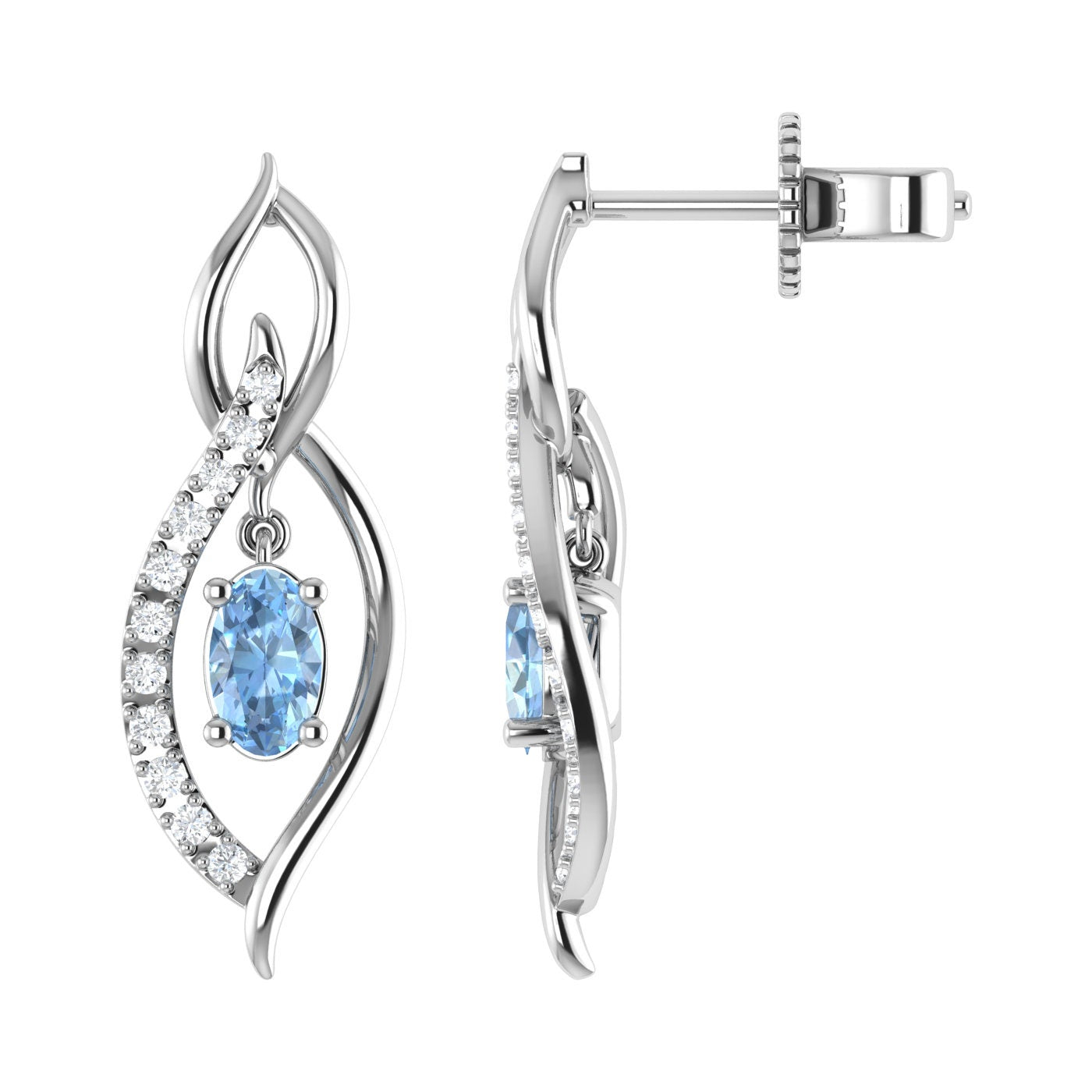 Synthetic Aquamarine 14K Gold Drop Earrings