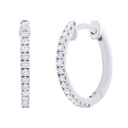 14K White Gold Pave Huggies