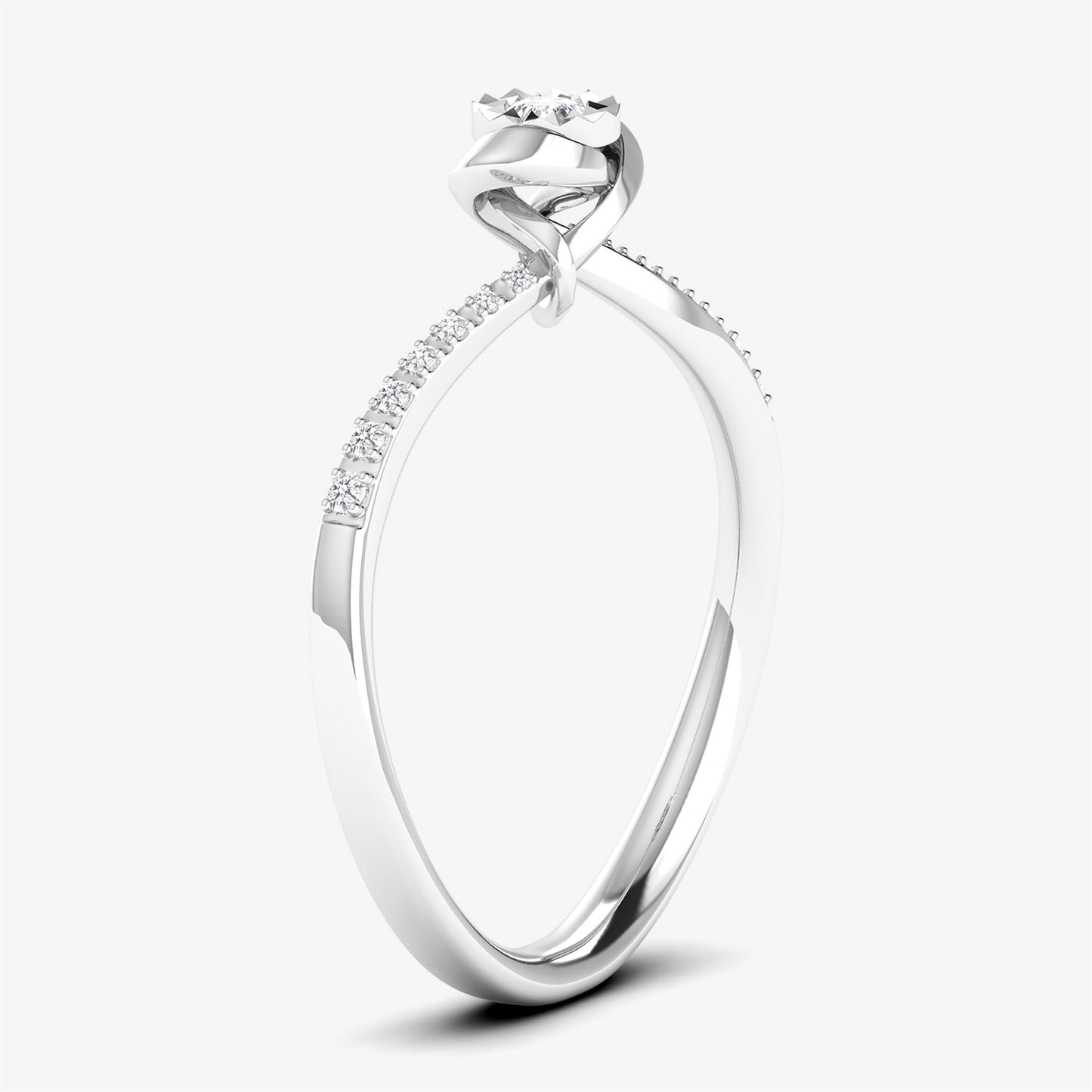 14K Solid White Gold Solitaire Ring