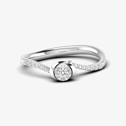 14K Solid White Gold Solitaire Ring