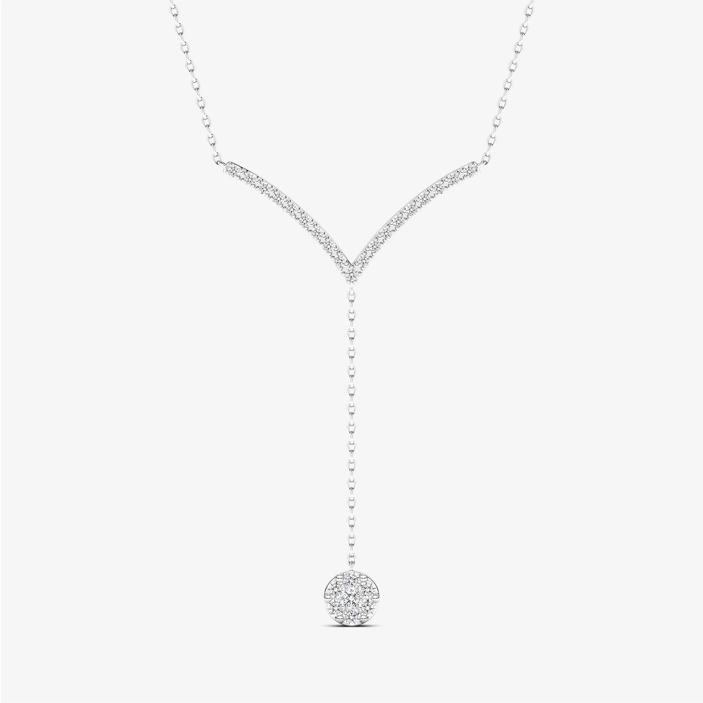 14K Gold Diamond Lariat Diamond Drop