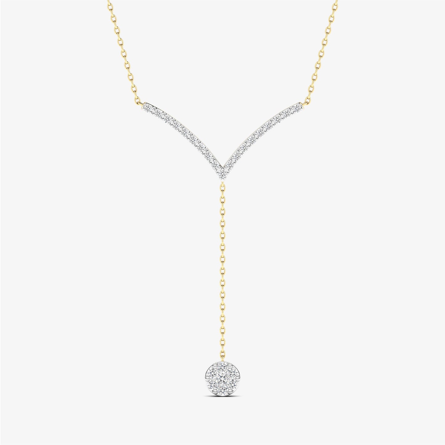 14K Gold Diamond Lariat Diamond Drop