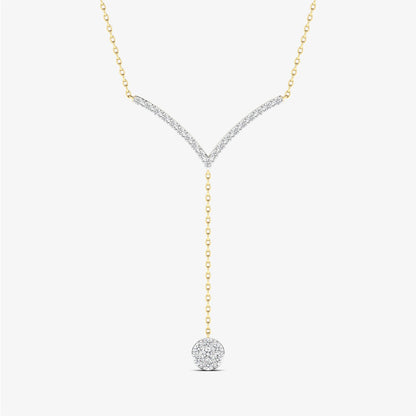 14K Gold Diamond Lariat Diamond Drop