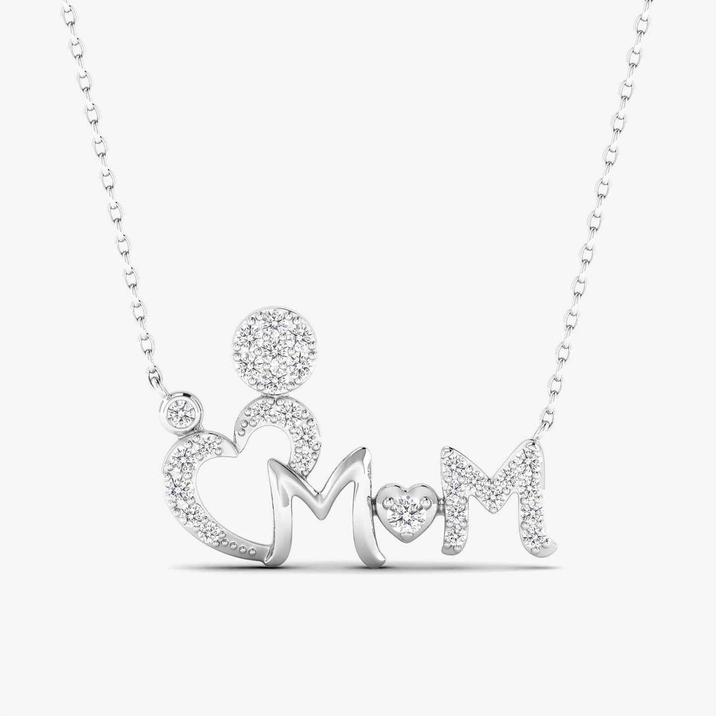 Diamond Mom Heart Necklace