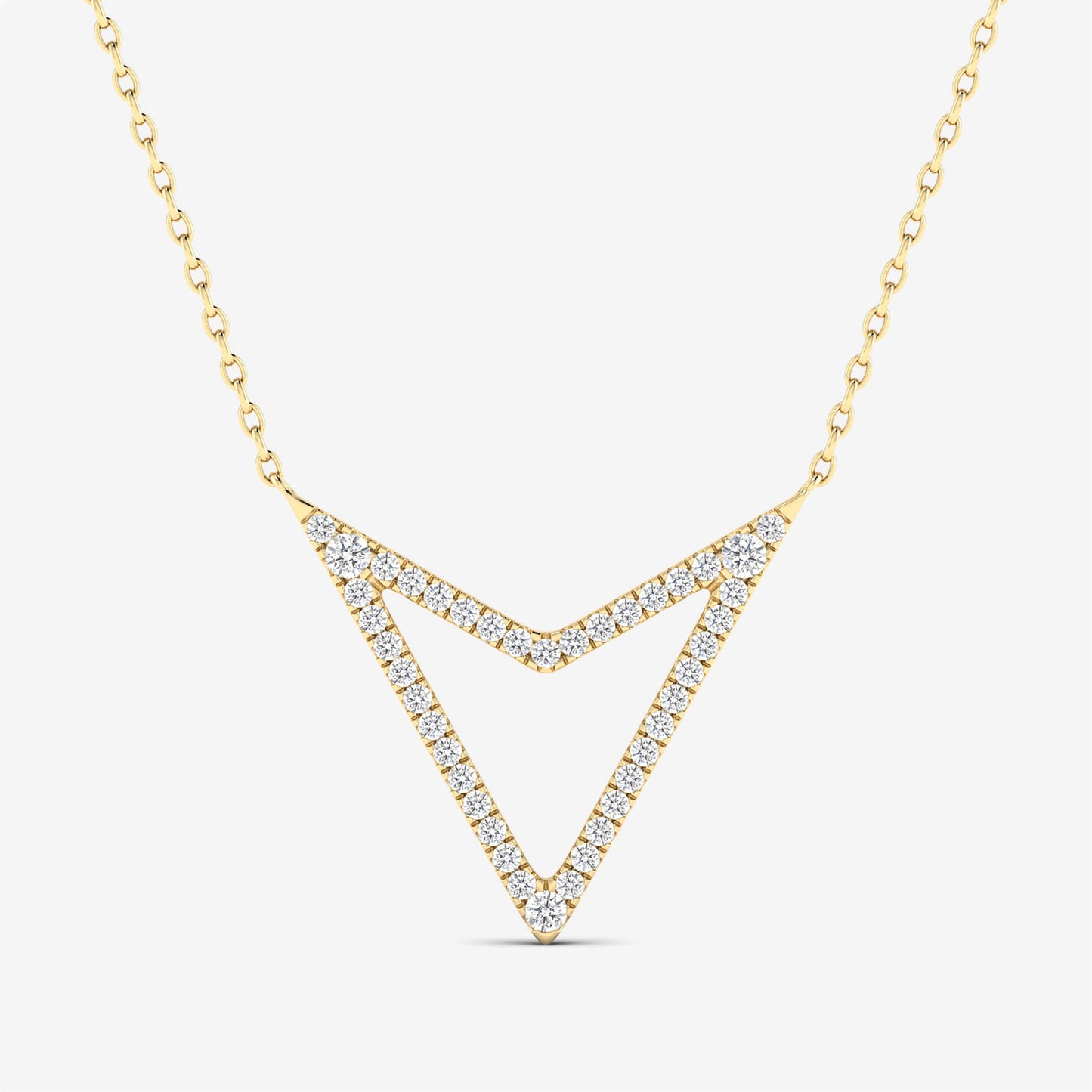 14K Chevron V Necklace