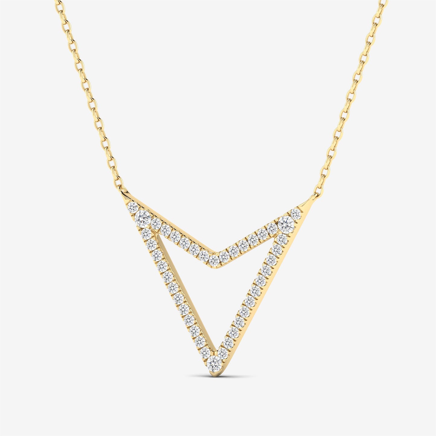 14K Chevron V Necklace