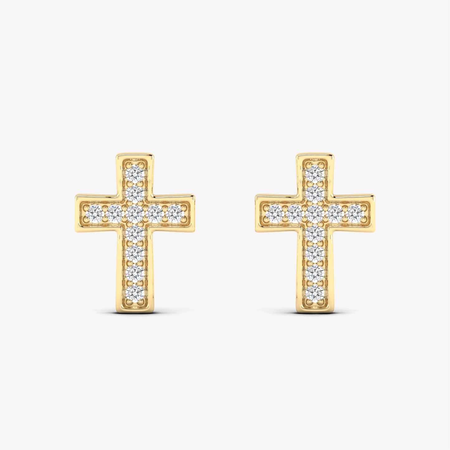 Gold Small Diamond Cross Stud