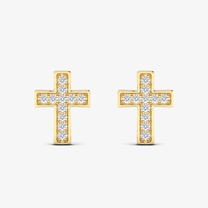 Gold Small Diamond Cross Stud