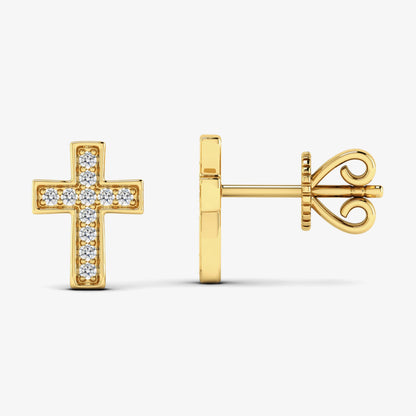 Gold Small Diamond Cross Stud