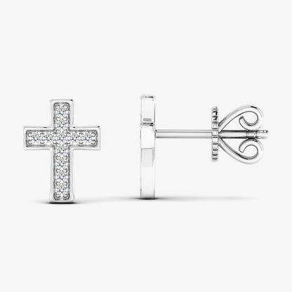 Gold Small Diamond Cross Stud