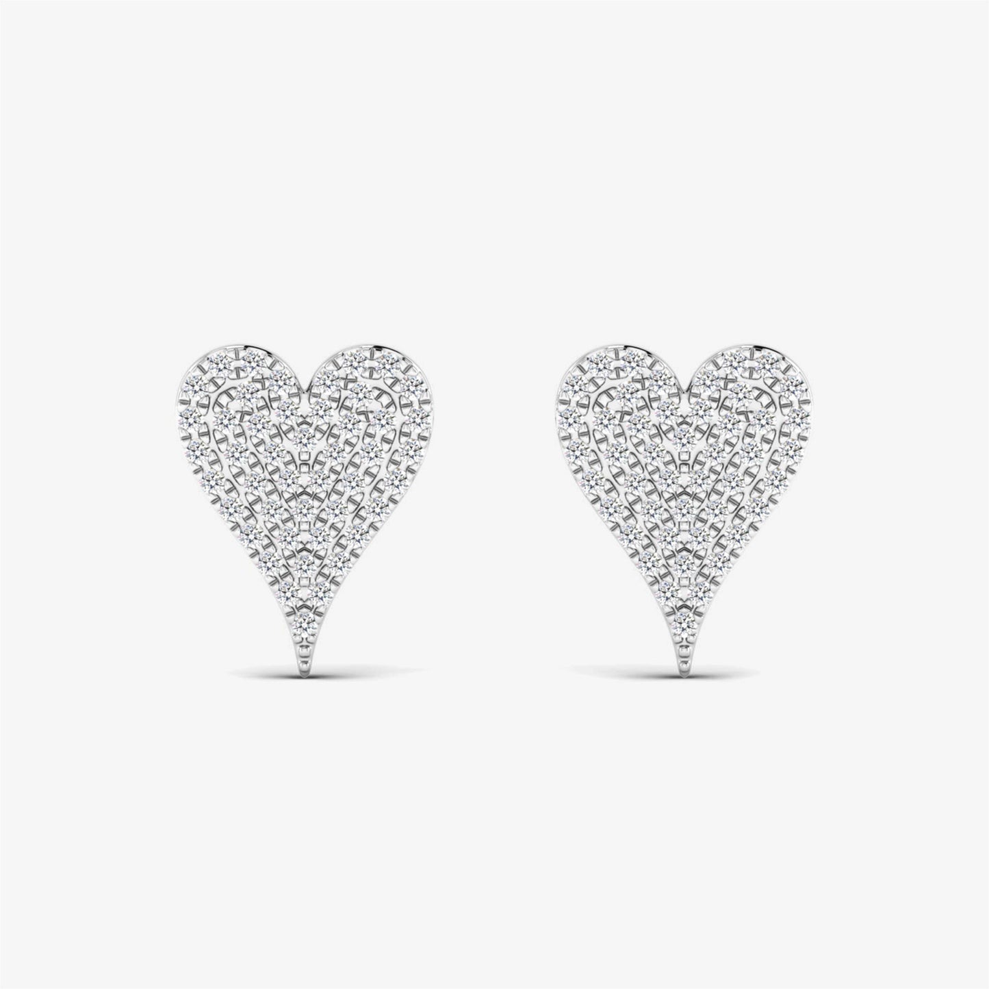 Pave Diamond Heart Studs