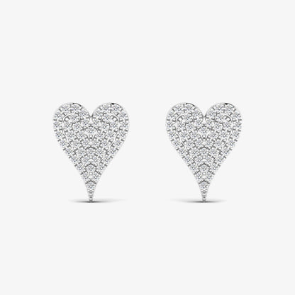 Pave Diamond Heart Studs