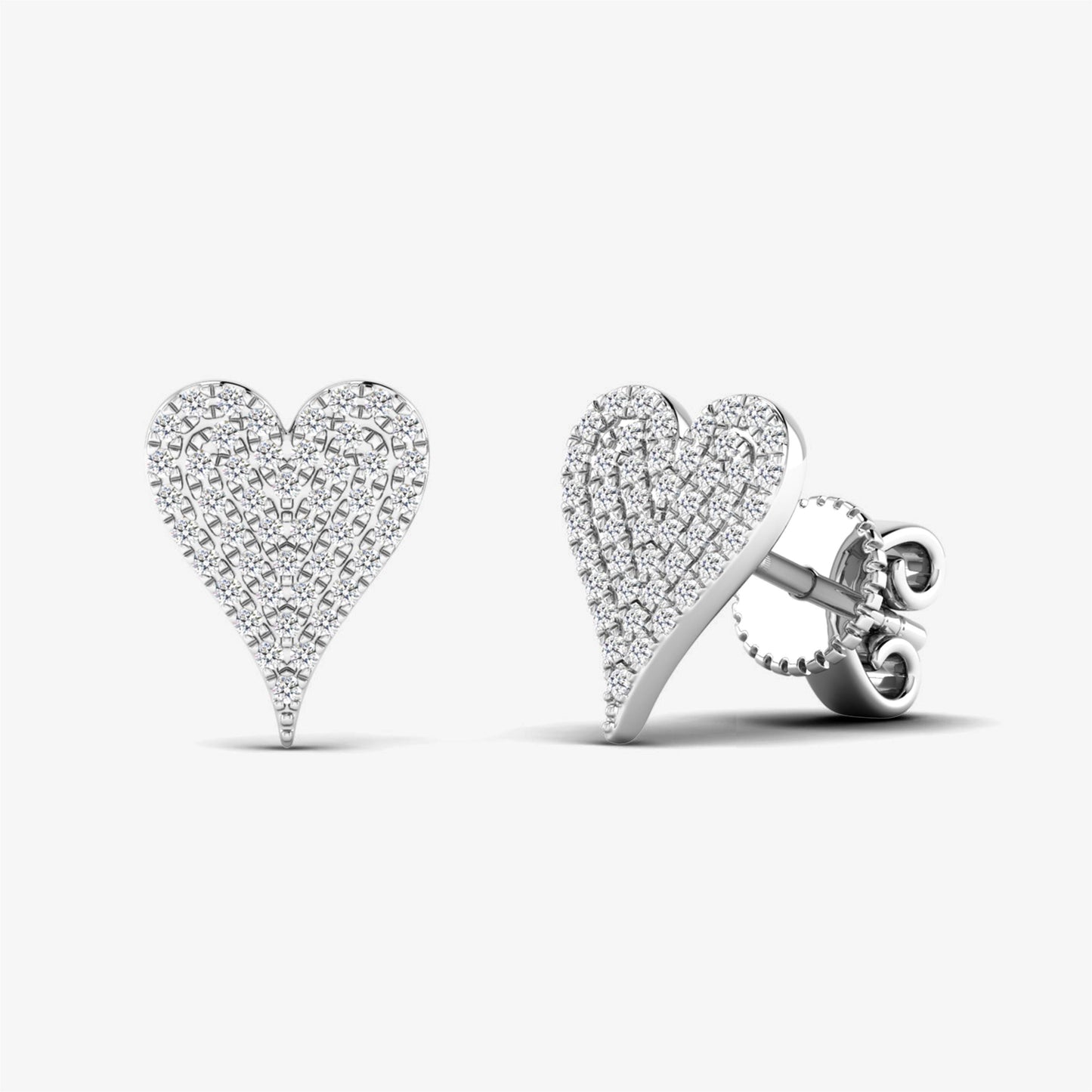 Pave Diamond Heart Studs