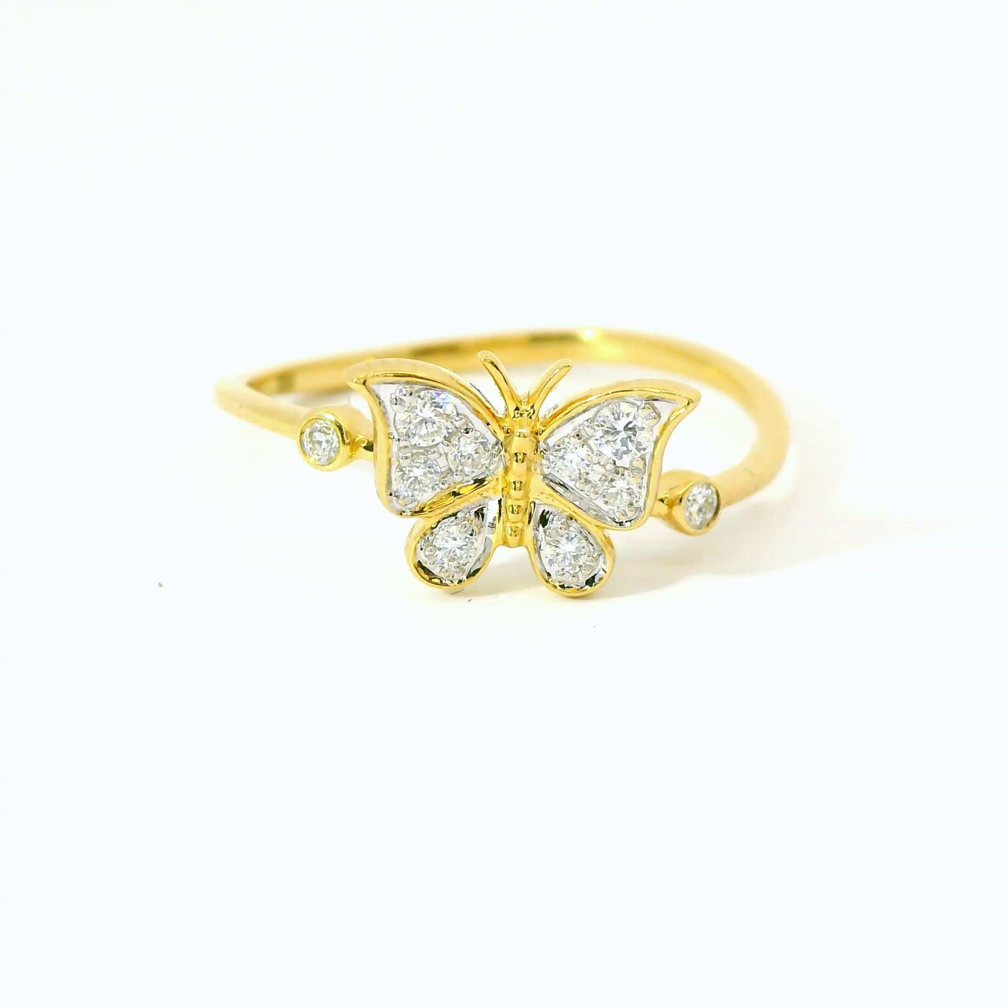 18K Yellow Gold Butterfly Diamond Ring