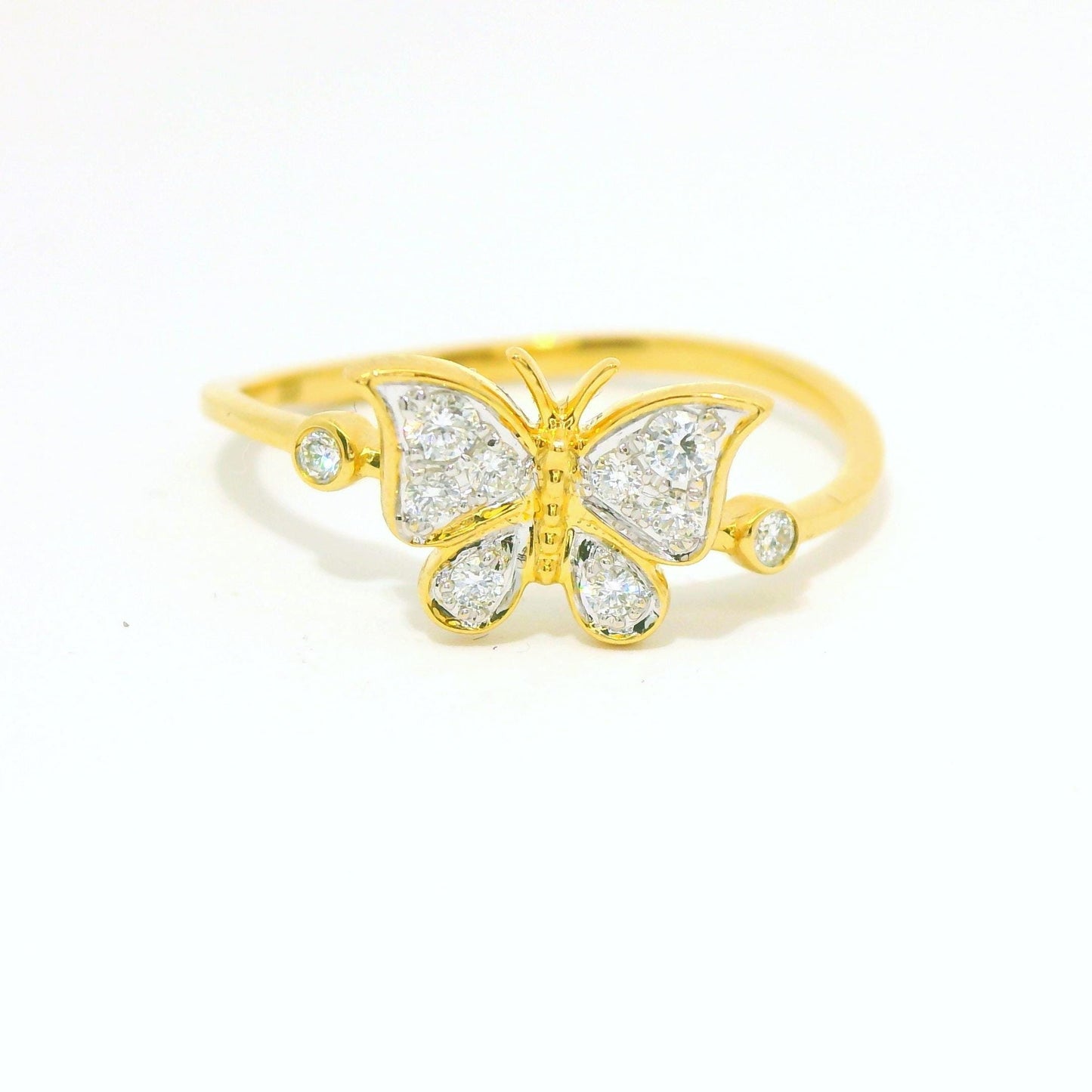 18K Yellow Gold Butterfly Diamond Ring