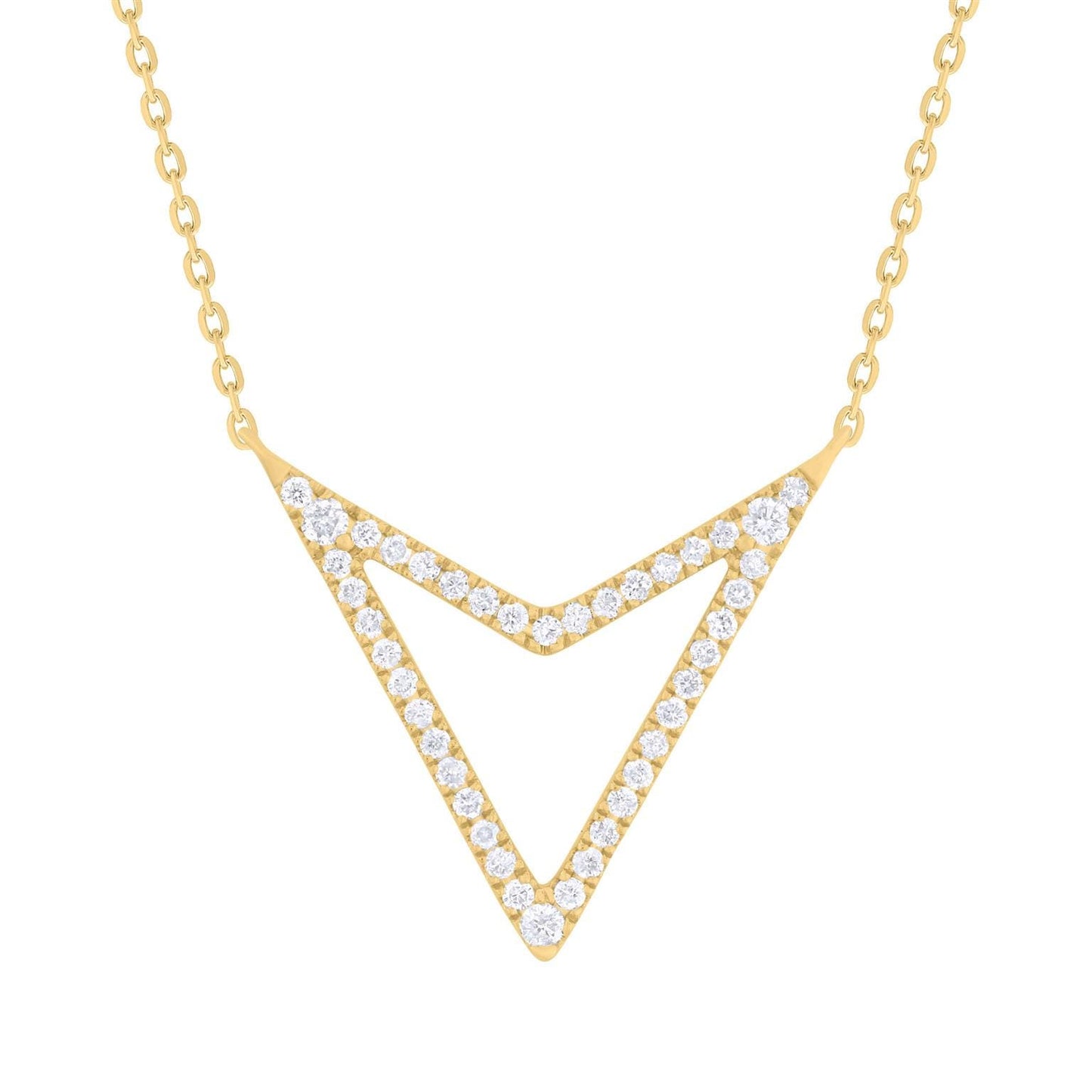 14K Chevron V Necklace