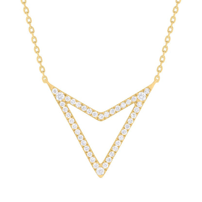 14K Chevron V Necklace