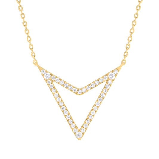 14K Chevron V Necklace