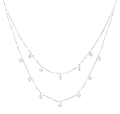 14K Double Droplet Diamond Necklace