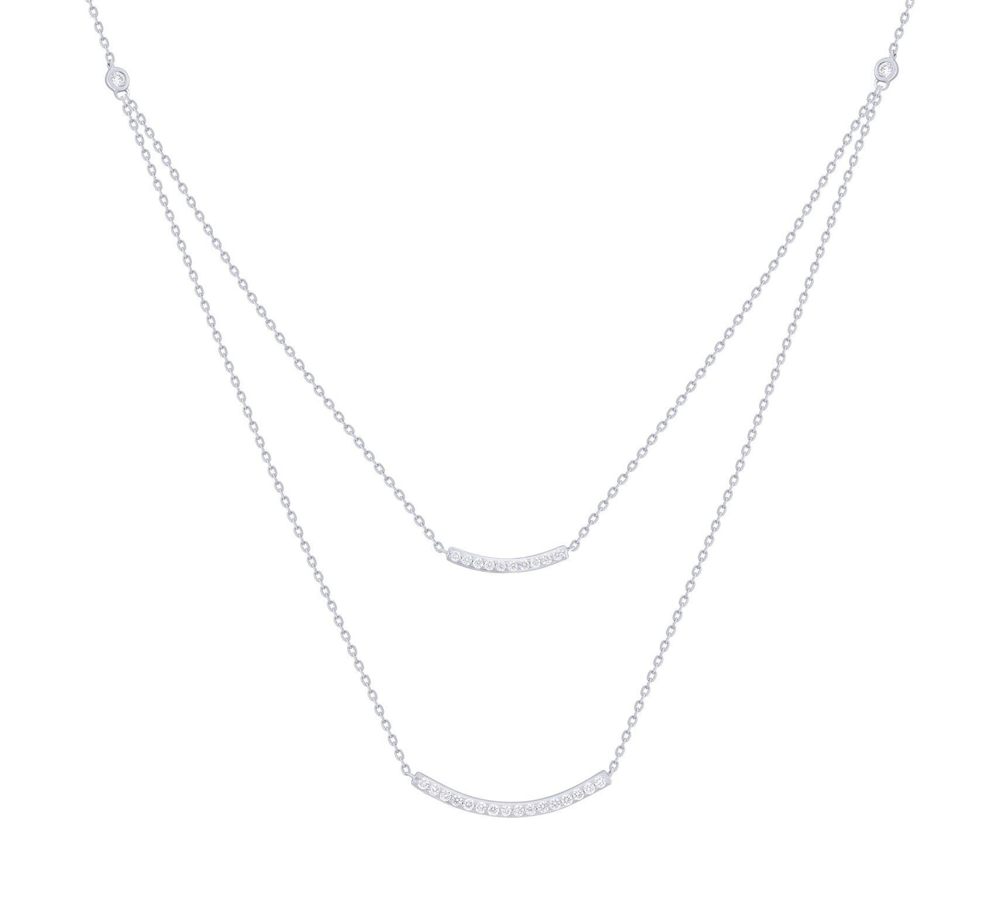 Double Layered Diamond Bar Necklace