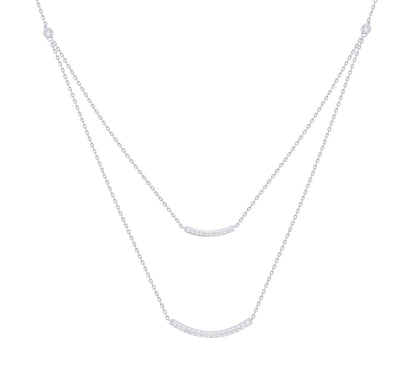 Double Layered Diamond Bar Necklace