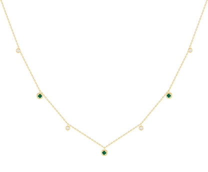 Precious Alternating Emerald Layering Necklace