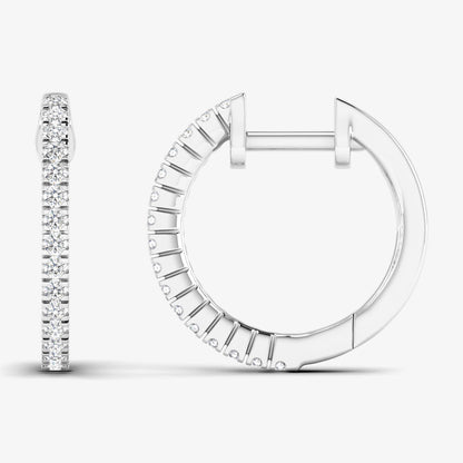 14K White Gold Thin Pave Hoop