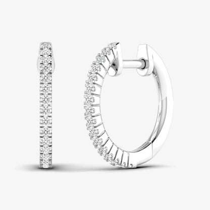 14K White Gold Thin Pave Hoop