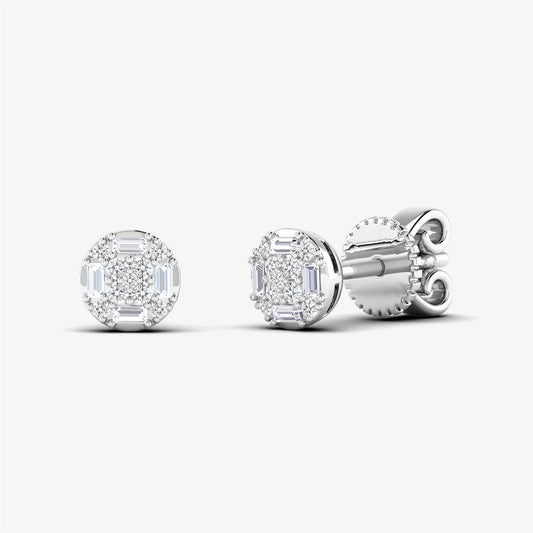 Baguette and Round Cluster Stud