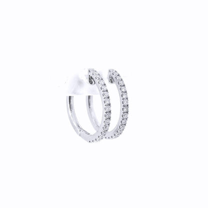 14K White Gold Pave Huggies