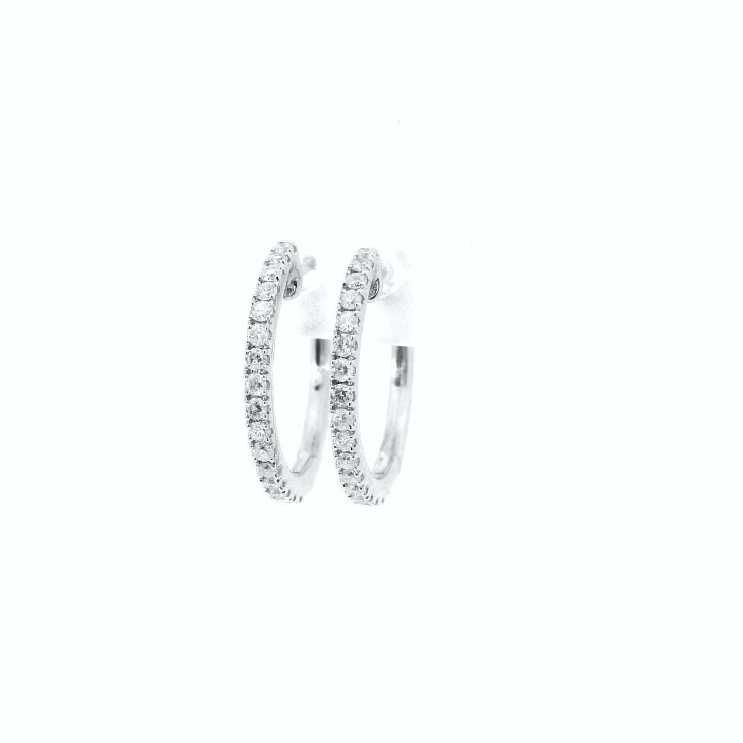 14K White Gold Pave Huggies