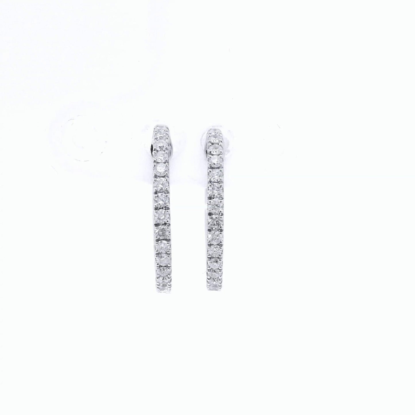 14K White Gold Pave Huggies