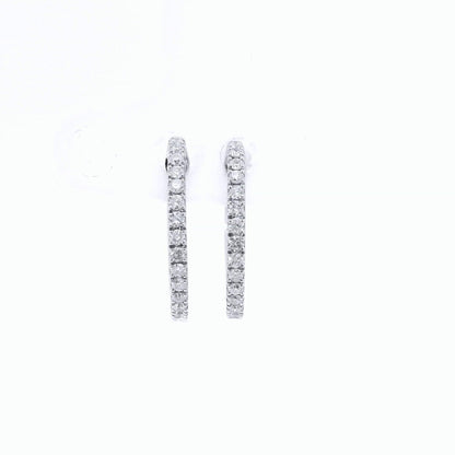 14K White Gold Pave Huggies