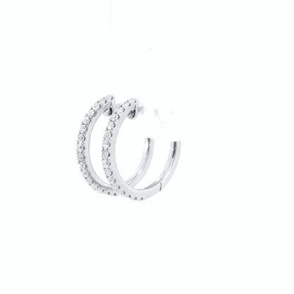 14K White Gold Pave Huggies