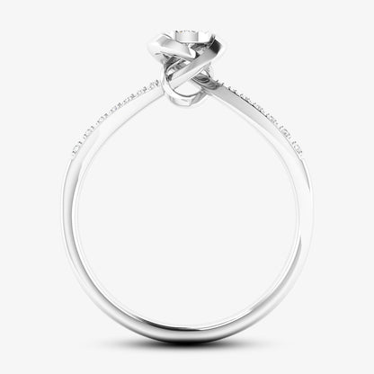 14K Solid White Gold Solitaire Ring