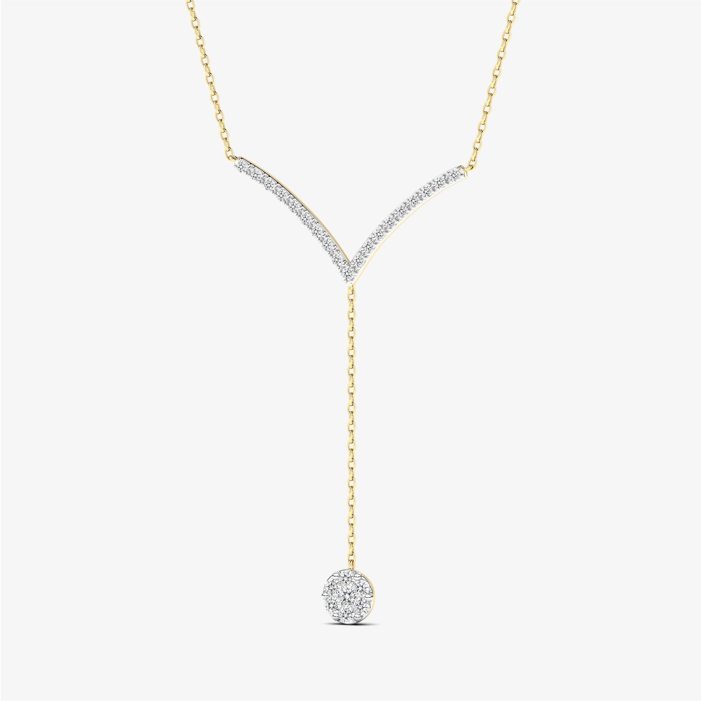 14K Gold Diamond Lariat Diamond Drop