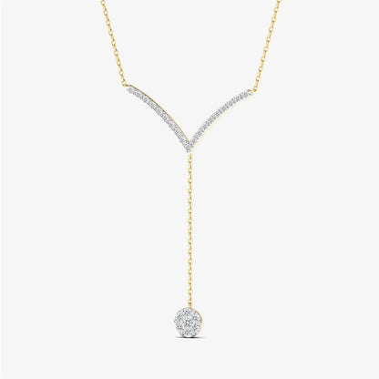 14K Gold Diamond Lariat Diamond Drop