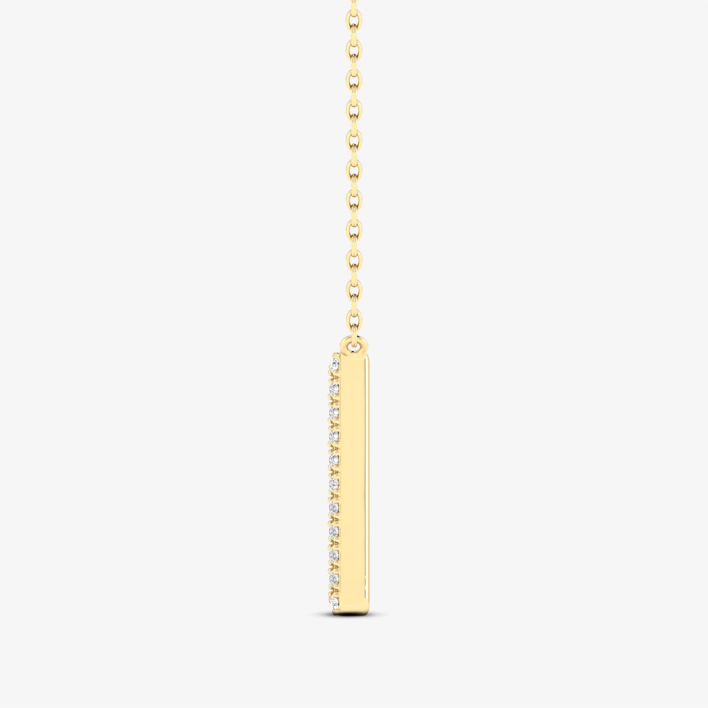 14K Solid Gold Diamond Bar Pendant