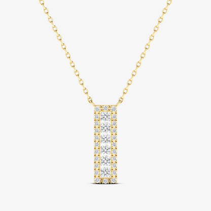 14K Solid Gold Diamond Bar Pendant