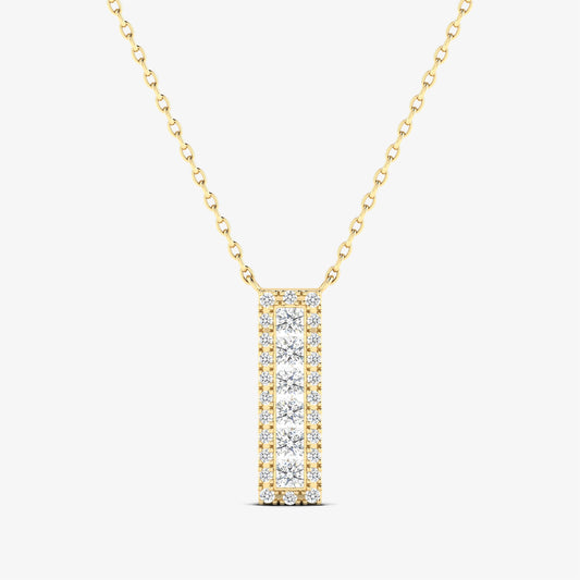 14K Solid Gold Diamond Bar Pendant