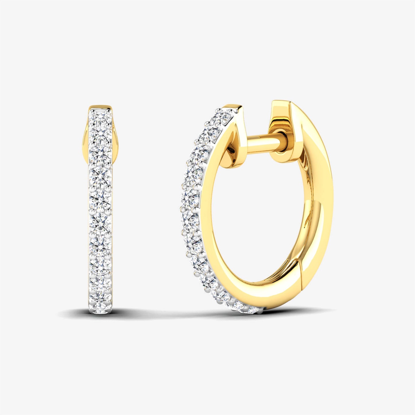 14K Diamond Prong Huggie Hoop