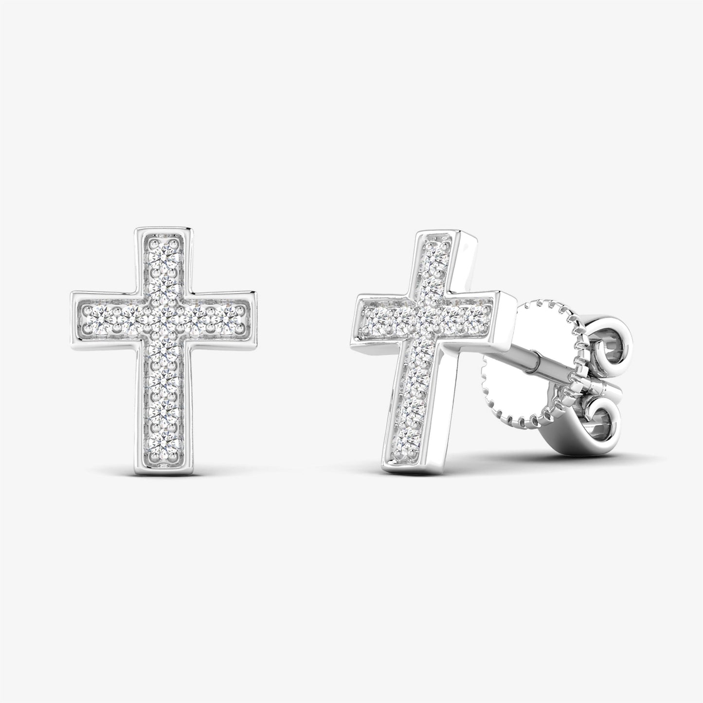 Gold Small Diamond Cross Stud