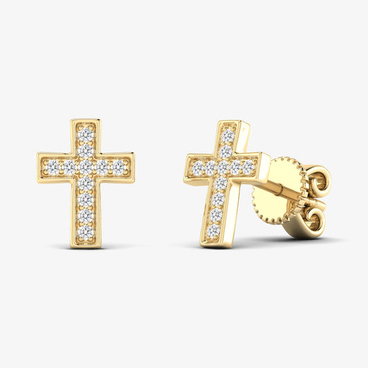 Gold Small Diamond Cross Stud