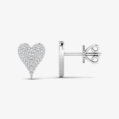 Pave Diamond Heart Studs