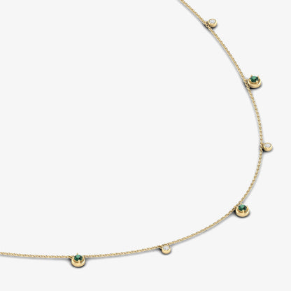 Precious Alternating Emerald Layering Necklace