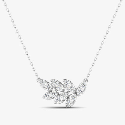 14K Diamond Leaf Bar  Pendant