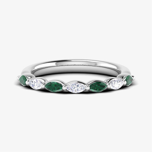 Alternating Marquise Cut Precious Gemstone Band