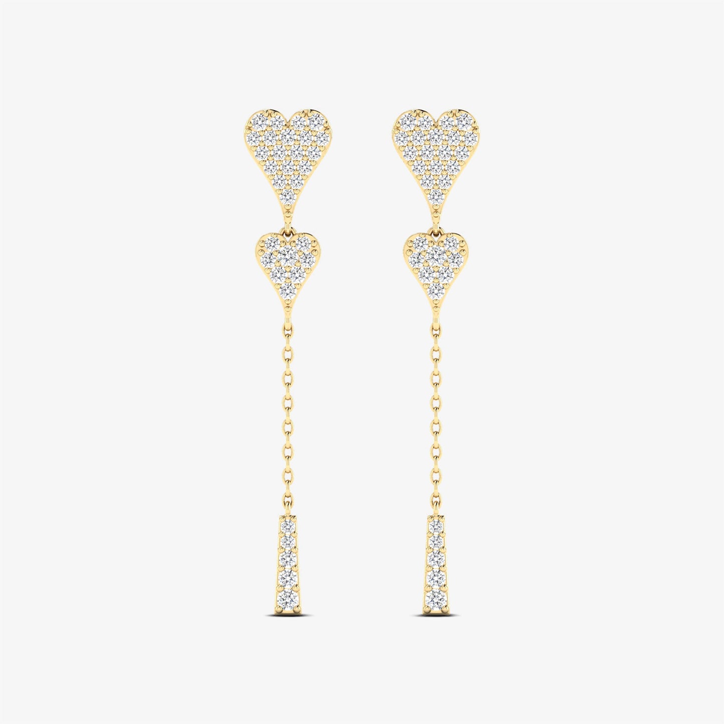 Unique Heart Diamond Stud Drop Earrings