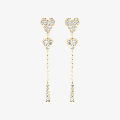 Unique Heart Diamond Stud Drop Earrings